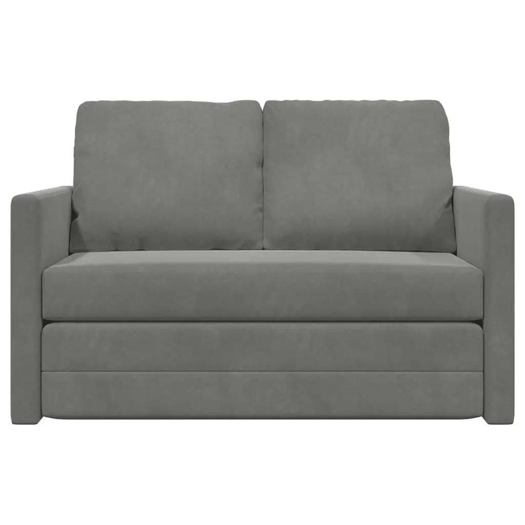 Floor Sofa Bed 2-in-1 Convertible Loveseat Double Bed Grey Folding Sleeper Couch