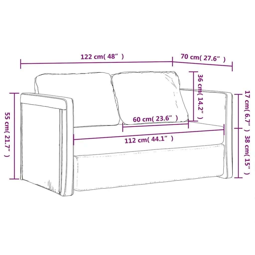Floor Sofa Bed 2-in-1 Convertible Loveseat Double Bed Black Velvet