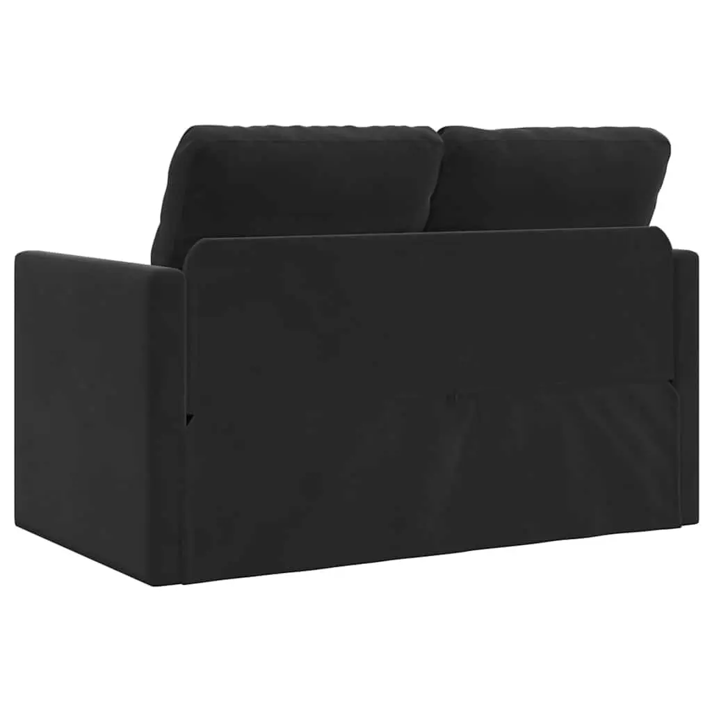 Floor Sofa Bed 2-in-1 Convertible Loveseat Double Bed Black Velvet