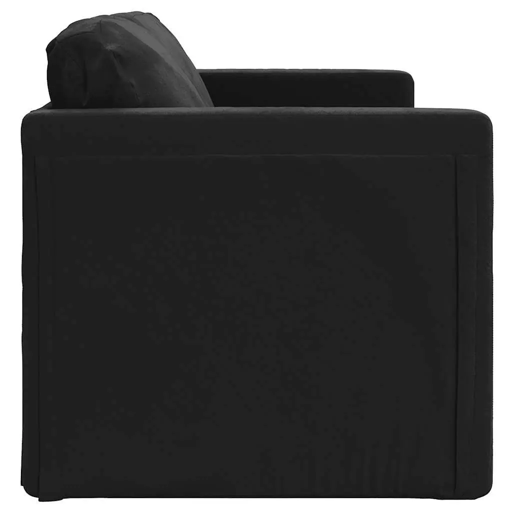 Floor Sofa Bed 2-in-1 Convertible Loveseat Double Bed Black Velvet