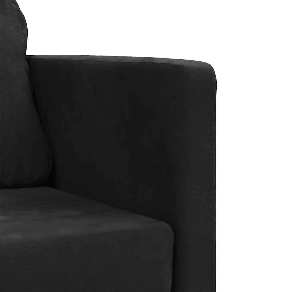 Floor Sofa Bed 2-in-1 Convertible Loveseat Double Bed Black Velvet