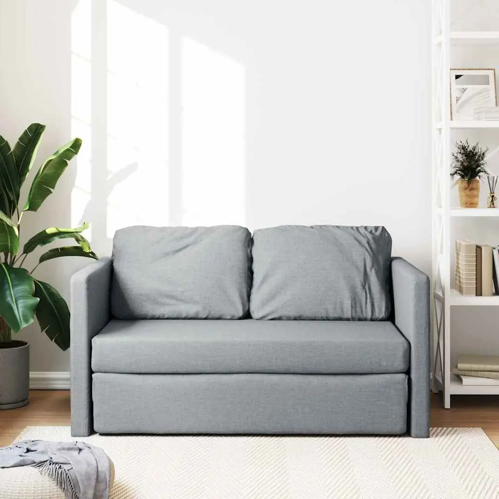 Floor Sofa Bed 2-in-1 Convertible Loveseat Double Bed Grey Fabric Folding