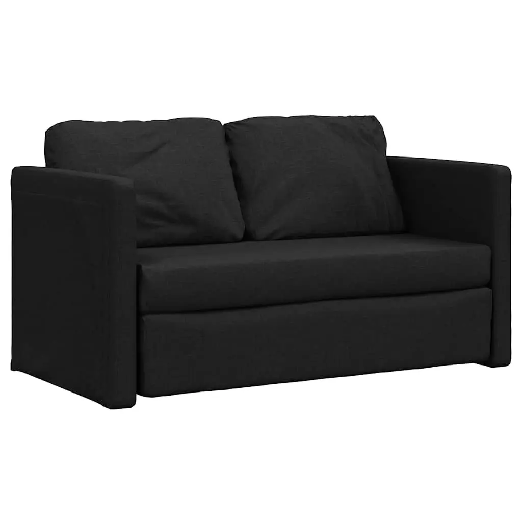 Floor Sofa Bed Convertible Sleeper Loveseat 112L x 174W x 55H cm Black Fabric