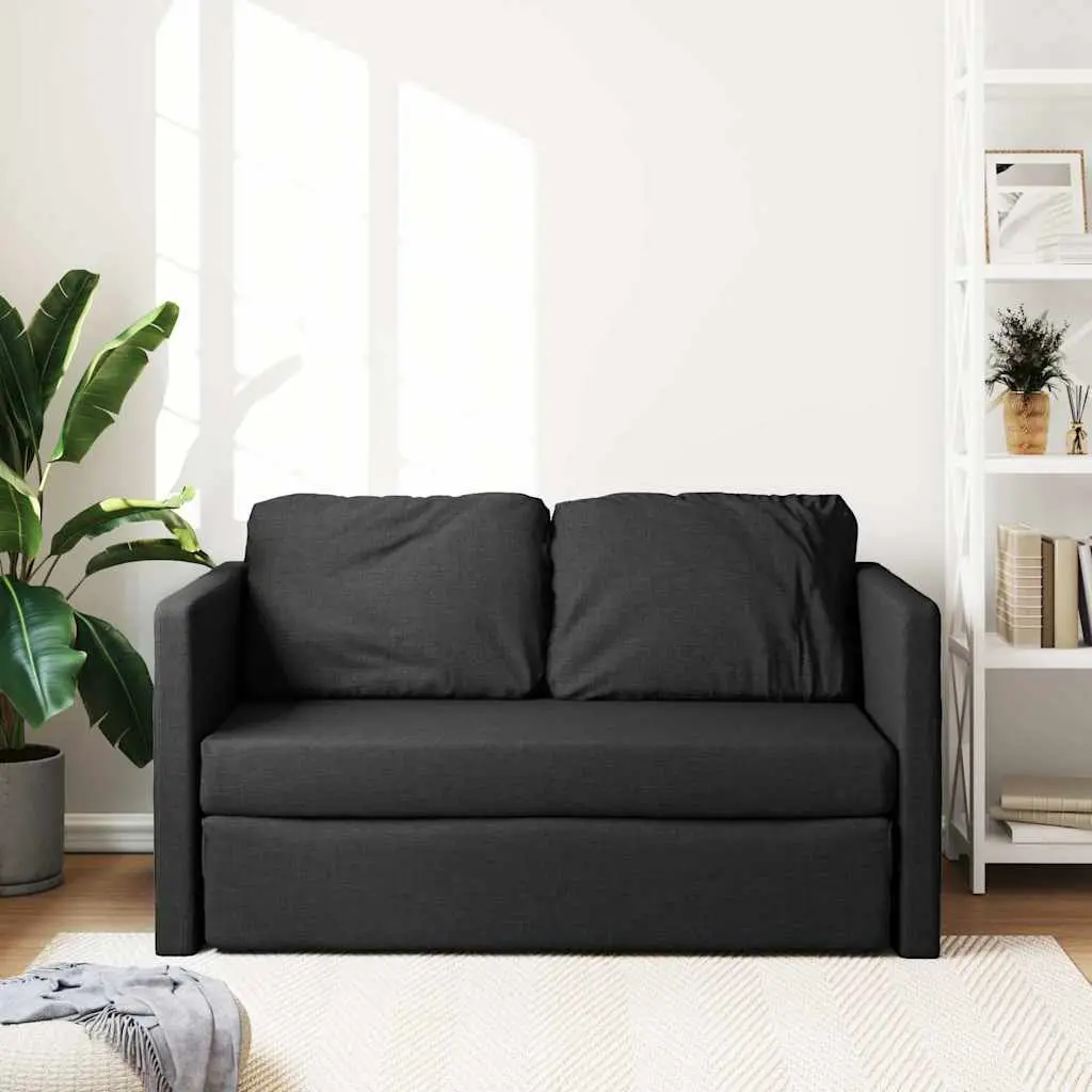 Floor Sofa Bed Convertible Sleeper Loveseat 112L x 174W x 55H cm Black Fabric