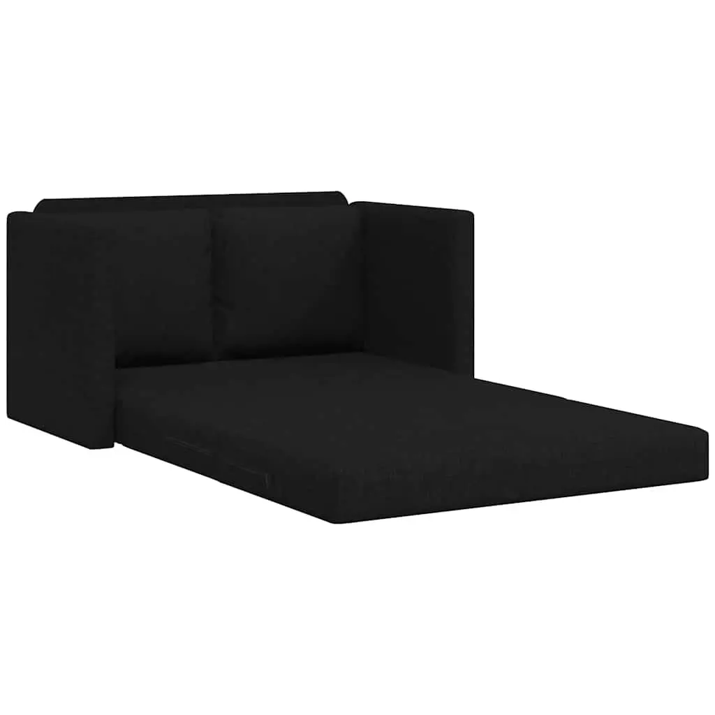 Floor Sofa Bed Convertible Sleeper Loveseat 112L x 174W x 55H cm Black Fabric