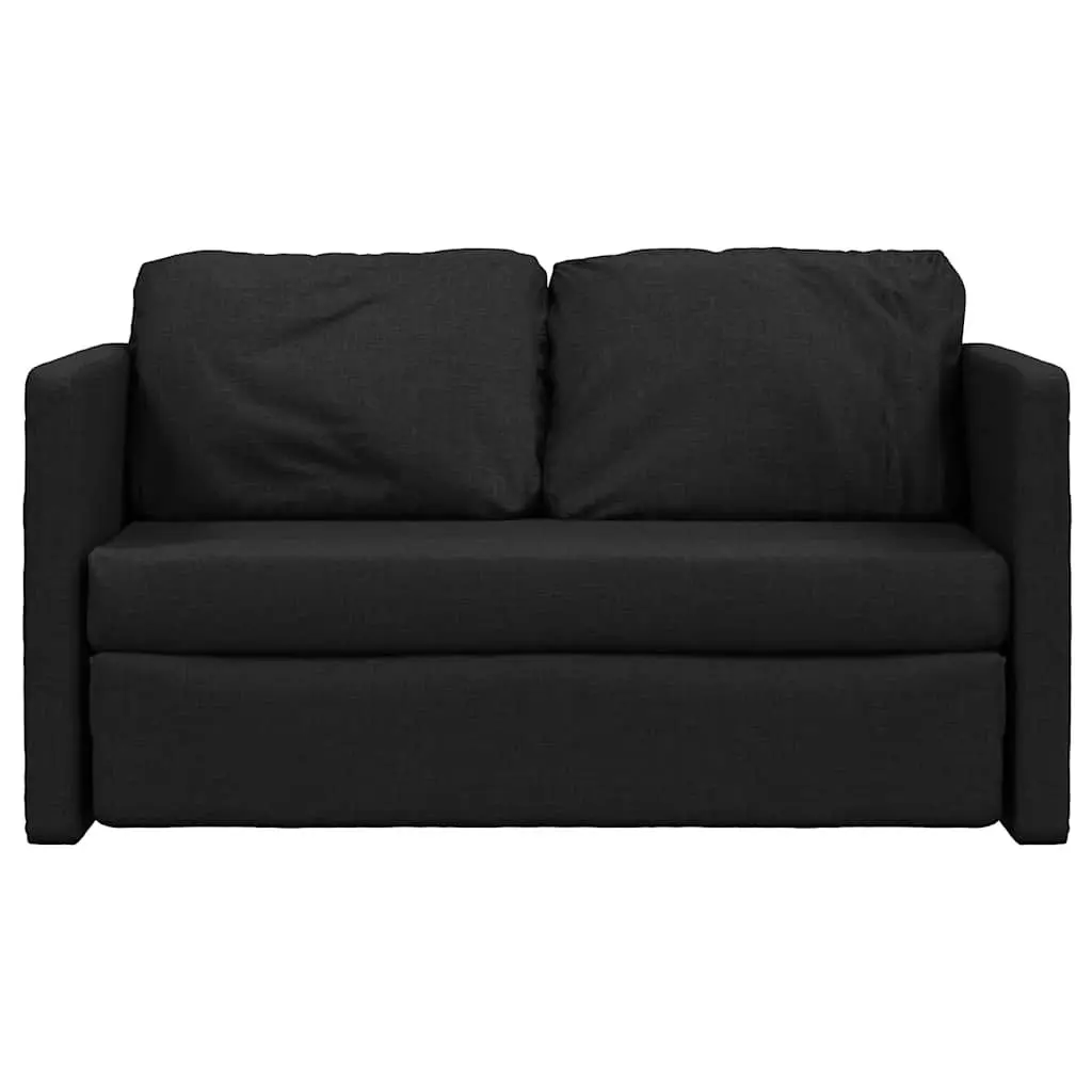Floor Sofa Bed Convertible Sleeper Loveseat 112L x 174W x 55H cm Black Fabric