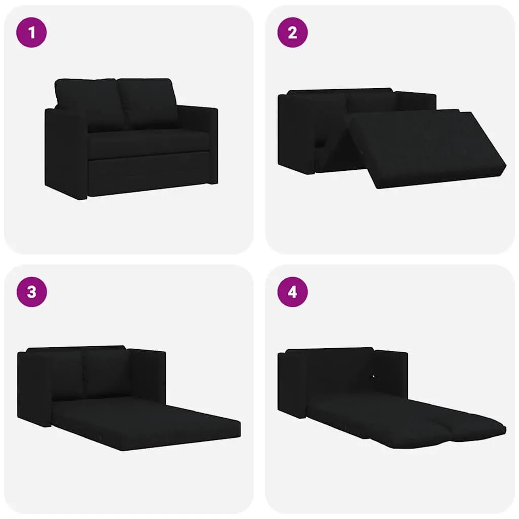 Floor Sofa Bed Convertible Sleeper Loveseat 112L x 174W x 55H cm Black Fabric