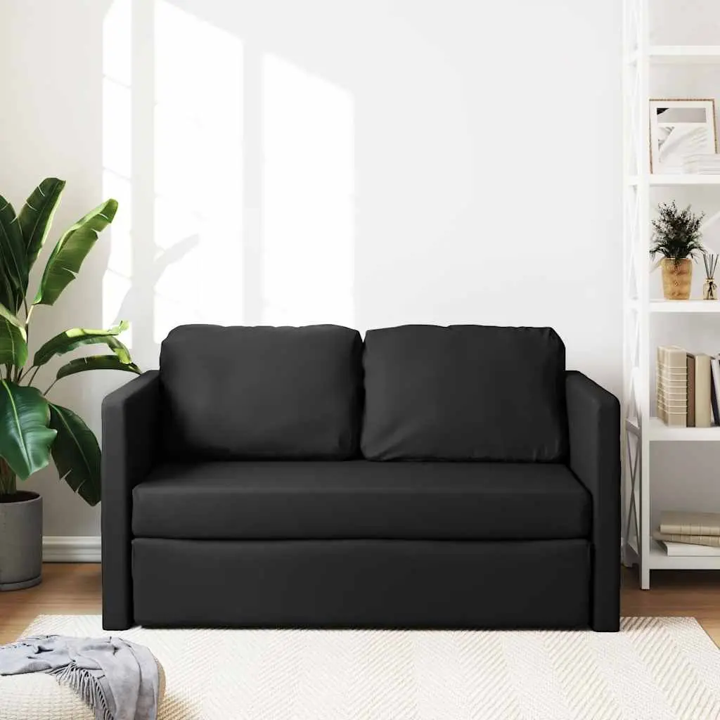 Floor Sofa Bed 2-in-1 Convertible Loveseat Double Bed Black