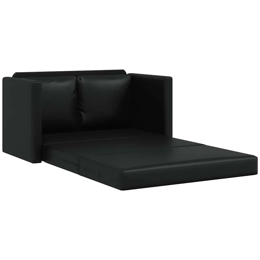 Floor Sofa Bed 2-in-1 Convertible Loveseat Double Bed Black
