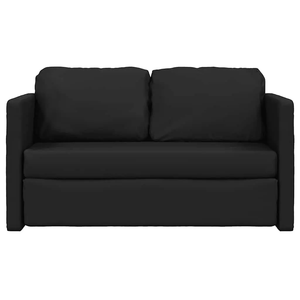 Floor Sofa Bed 2-in-1 Convertible Loveseat Double Bed Black