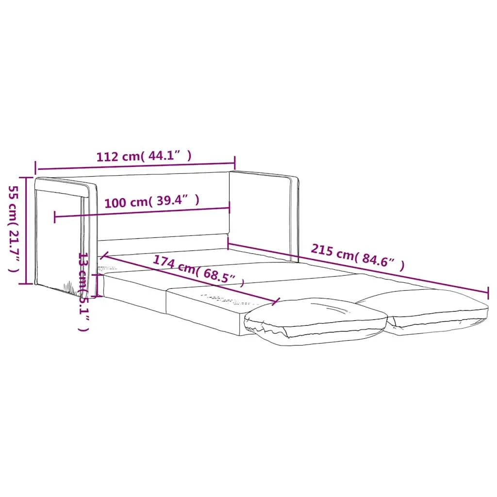 Floor Sofa Bed 2-in-1 Convertible Loveseat Grey Folding Sleeper