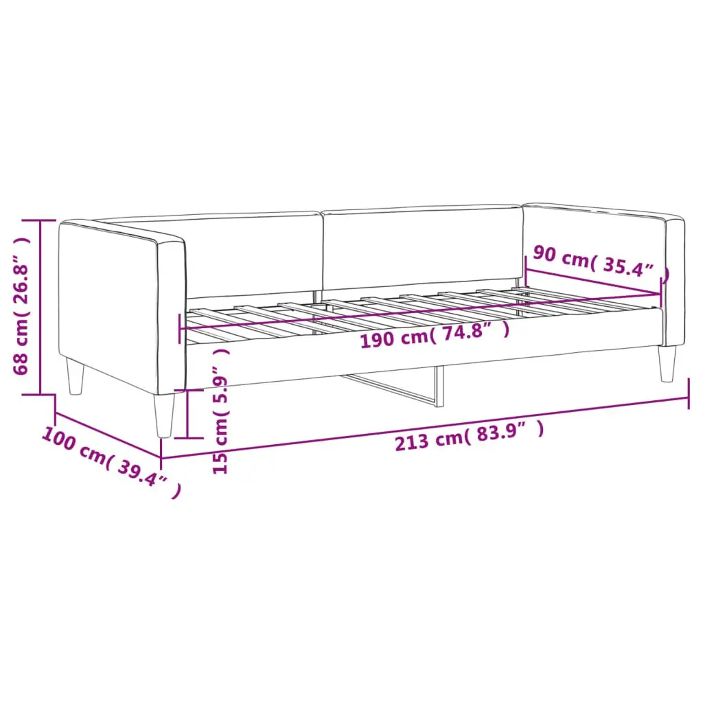 Day Bed Sofa Couch Grey 90x190 cm Fabric Sleeper Living Room Bedroom