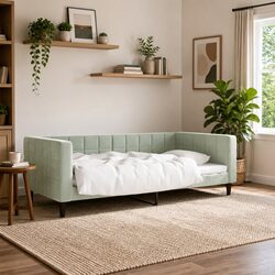 Comfortable and Practical Grey Velvet Day Bed Solution
