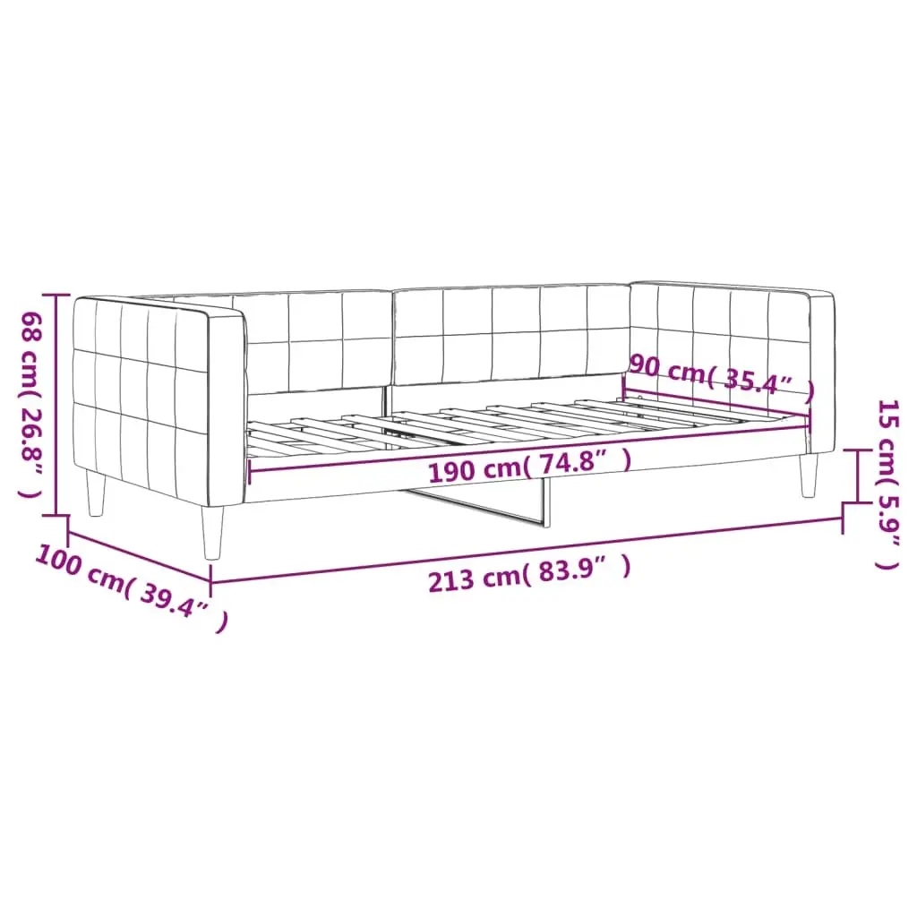 Day Bed Sofa Bed Grey Velvet 90x190 cm