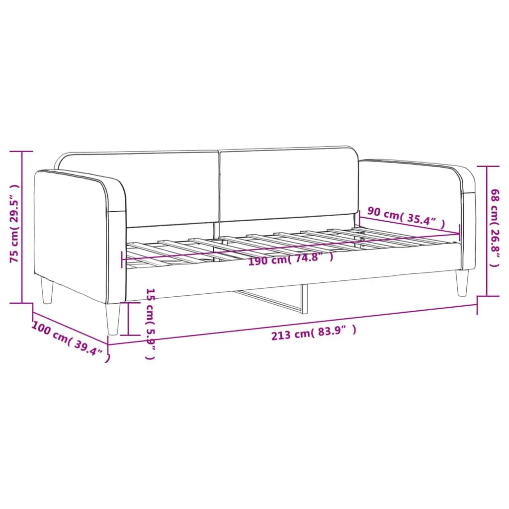 Grey Day Bed Sofa Bed 90x190 cm for Guests