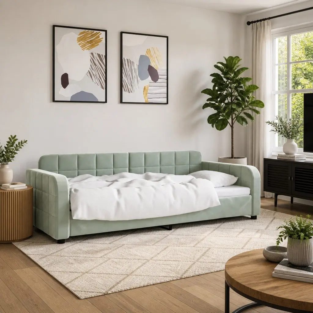 Day Bed Sofa Grey 90x190cm Modern Couch Furniture for Guest Bedroom Living Room