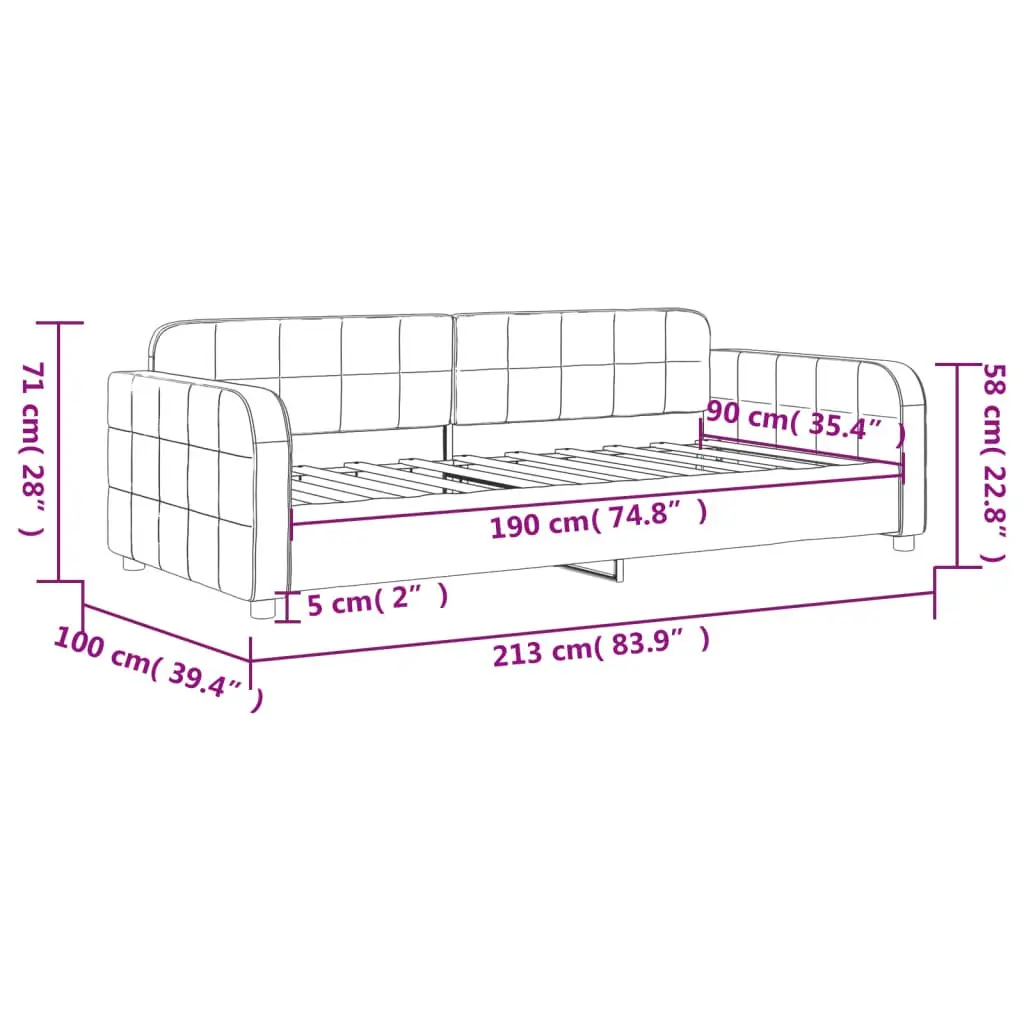 Day Bed Sofa Grey 90x190cm Modern Couch Furniture for Guest Bedroom Living Room