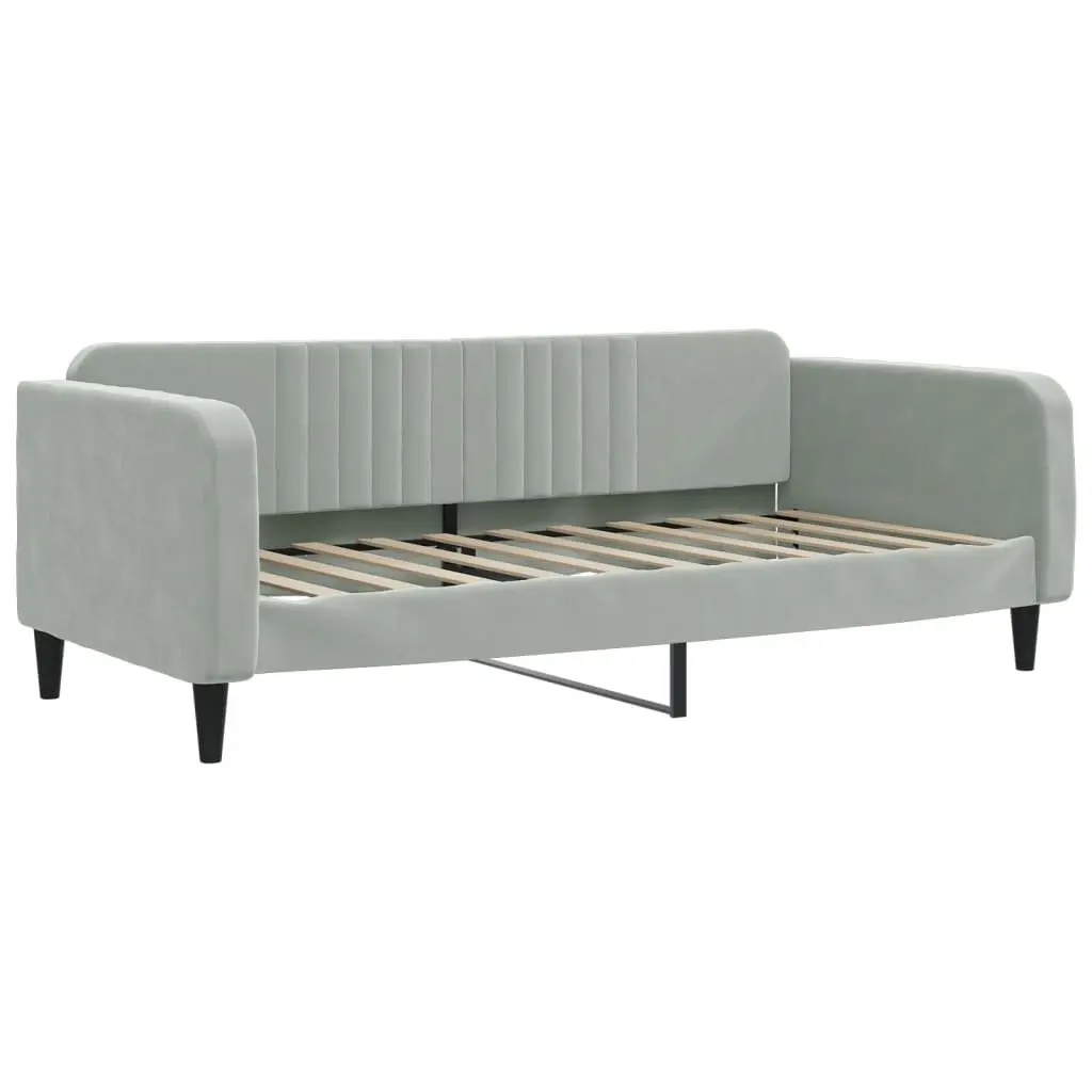 Day Bed Sofa Bed Grey Velvet 90x190 cm Modern Couch Guest Sleeping Furniture