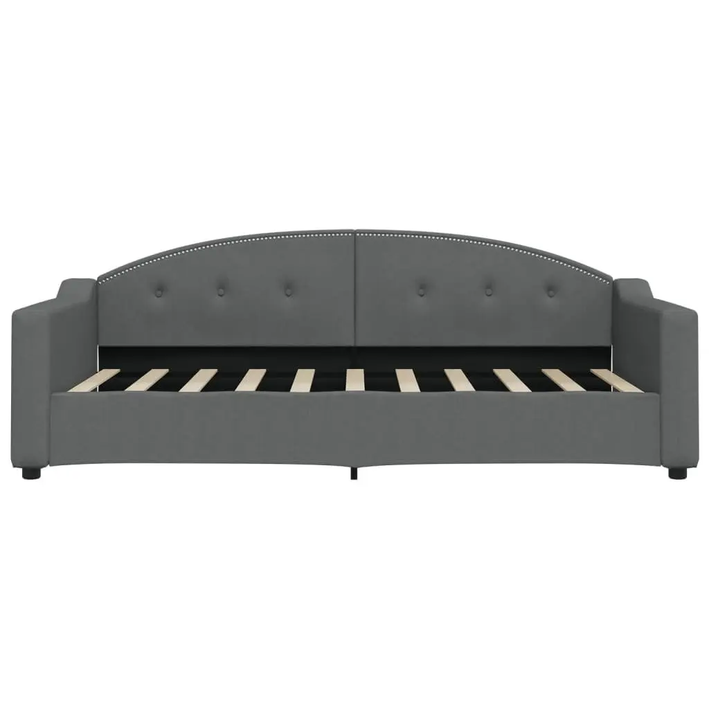Day Bed Grey Fabric 90x190cm Sofa Bed 2-in-1 with Slatted Frame for Living Room or Bedroom