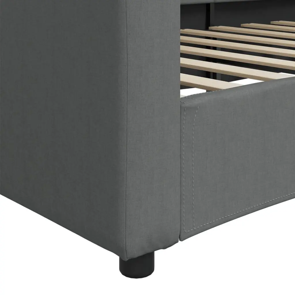 Day Bed Grey Fabric 90x190cm Sofa Bed 2-in-1 with Slatted Frame for Living Room or Bedroom
