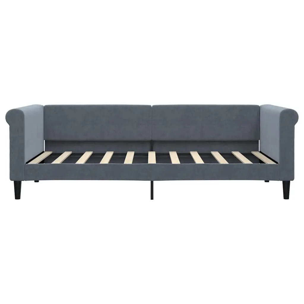 Day Bed Sofa Bed Grey 90x190 cm Velvet Frame Sleeper Couch Guest Furniture
