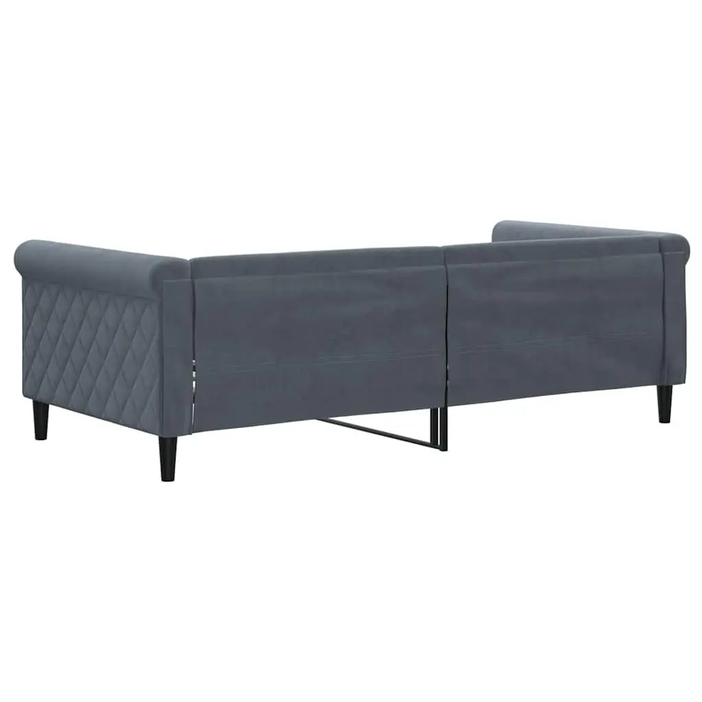 Day Bed Sofa Bed Grey 90x190 cm Velvet Frame Sleeper Couch Guest Furniture