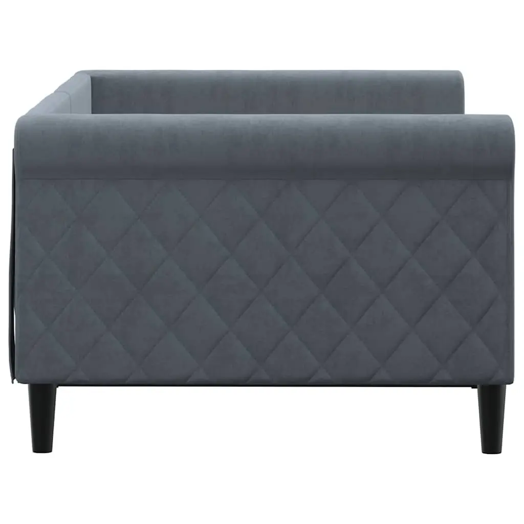 Day Bed Sofa Bed Grey 90x190 cm Velvet Frame Sleeper Couch Guest Furniture