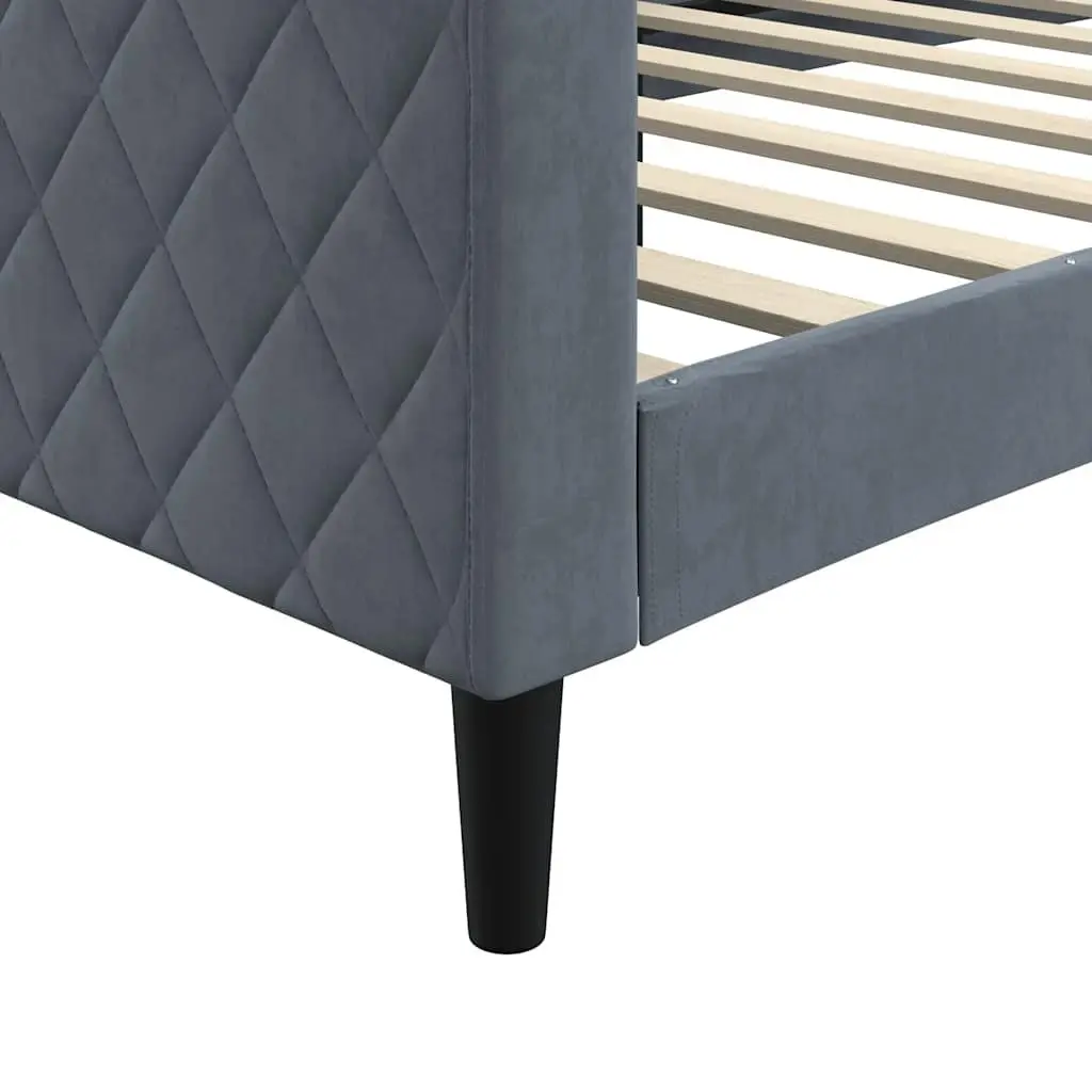 Day Bed Sofa Bed Grey 90x190 cm Velvet Frame Sleeper Couch Guest Furniture
