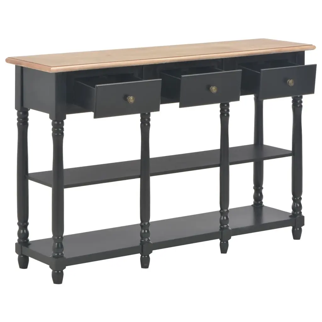 Console Table Black 110x30x76cm Hallway Entryway Storage Drawers Shelves