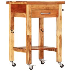 Reliable Kitchen Trolley 55x55x89cm in Solid Acacia Wood
