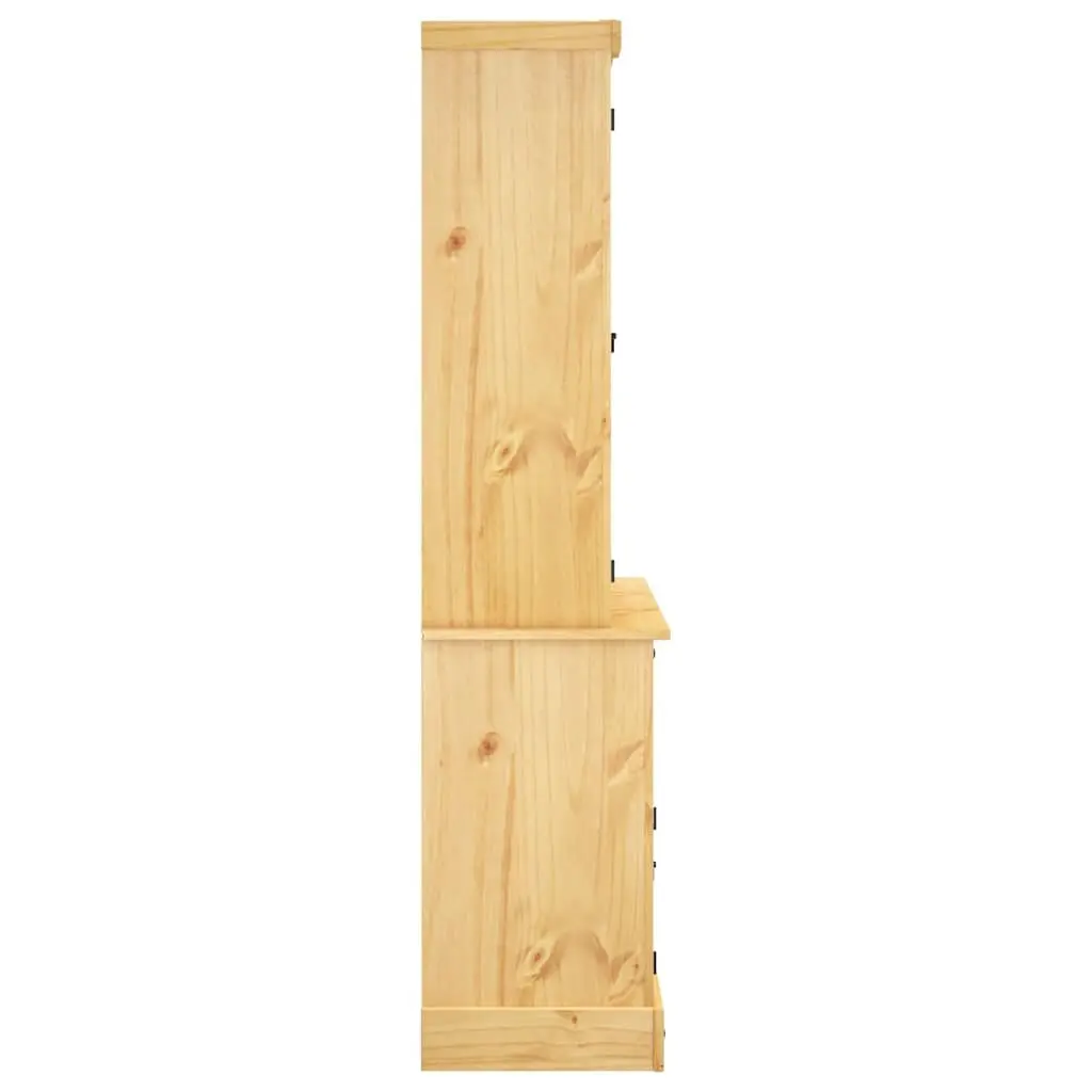 Highboard Brown Solid Pine Wood Storage Cabinet Sideboard Shelves Drawers Doors