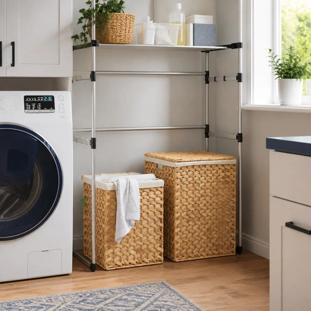 Laundry Baskets 2 pcs with Lid and Handle