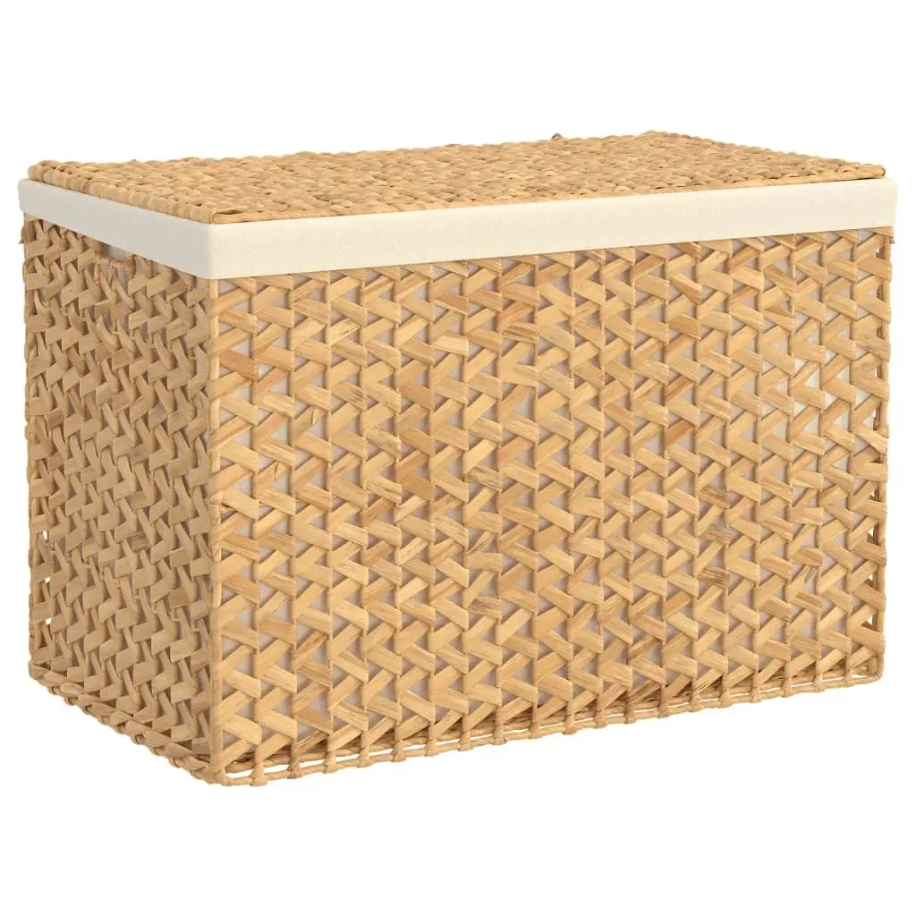 Laundry Basket 3 Sections Organising 75x42.5x52cm Brown Water Hyacinth Foldable Storage Hamper