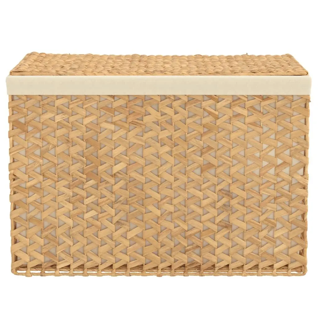 Laundry Basket 3 Sections Organising 75x42.5x52cm Brown Water Hyacinth Foldable Storage Hamper