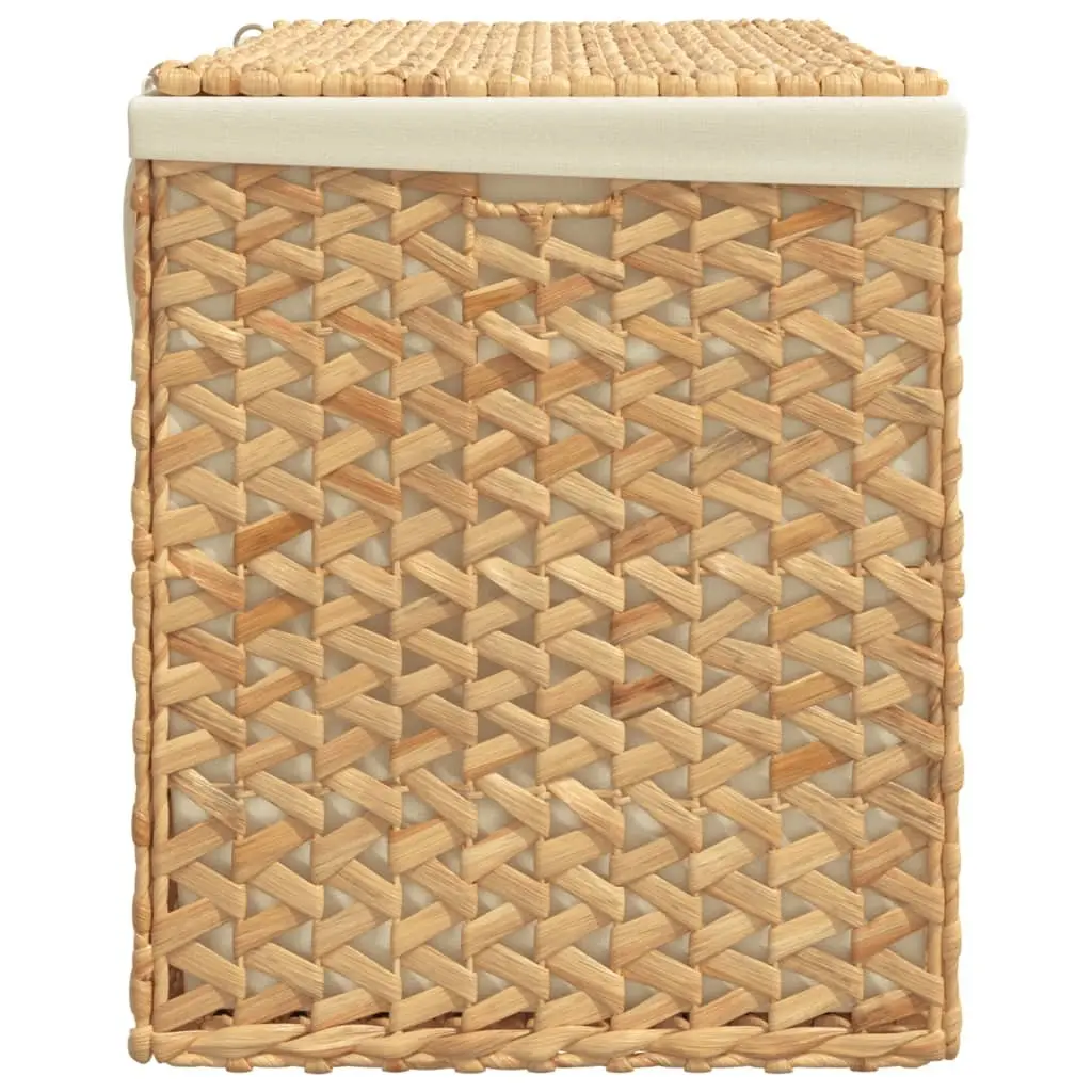Laundry Basket 3 Sections Organising 75x42.5x52cm Brown Water Hyacinth Foldable Storage Hamper