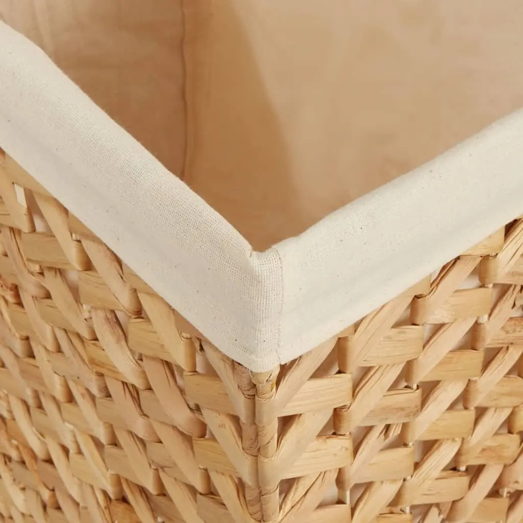 Laundry Basket 3 Sections Organising 75x42.5x52cm Brown Water Hyacinth Foldable Storage Hamper