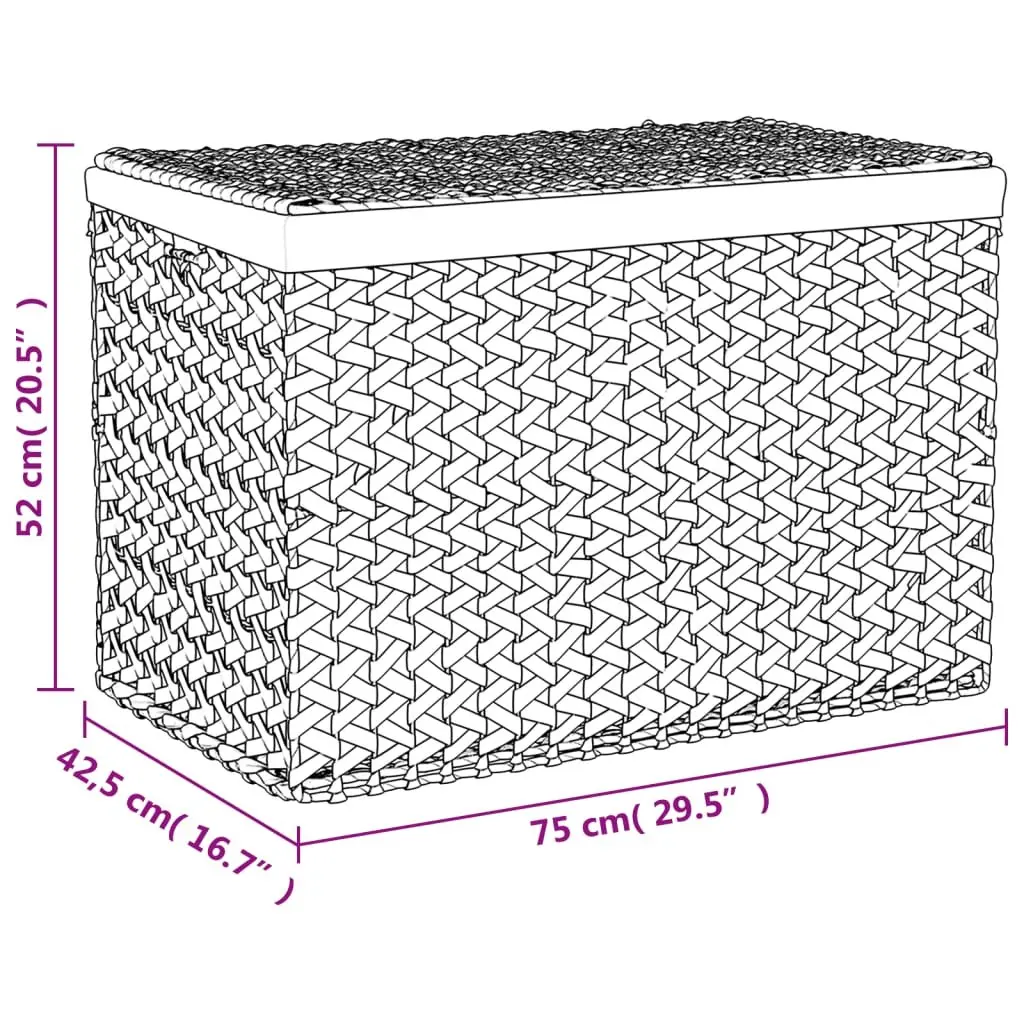 Laundry Basket 3 Sections Organising 75x42.5x52cm Brown Water Hyacinth Foldable Storage Hamper