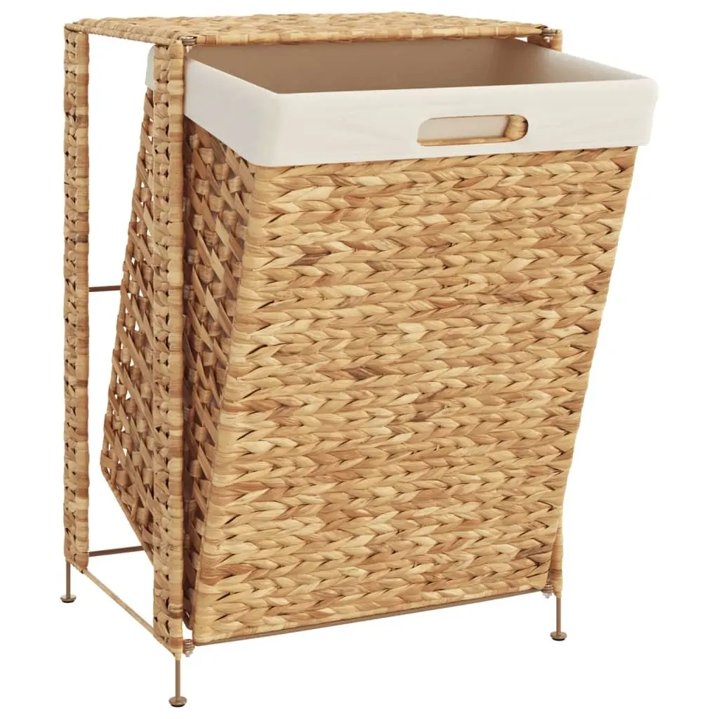 Laundry Basket Storage Hamper 44x34x64 cm Brown Water Hyacinth with Lid Handle