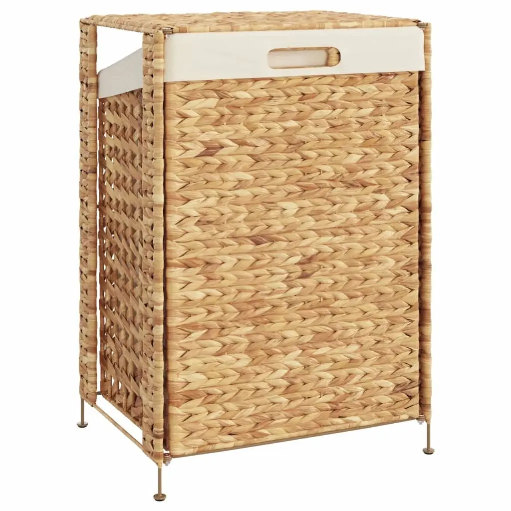 Laundry Basket Storage Hamper 44x34x64 cm Brown Water Hyacinth with Lid Handle