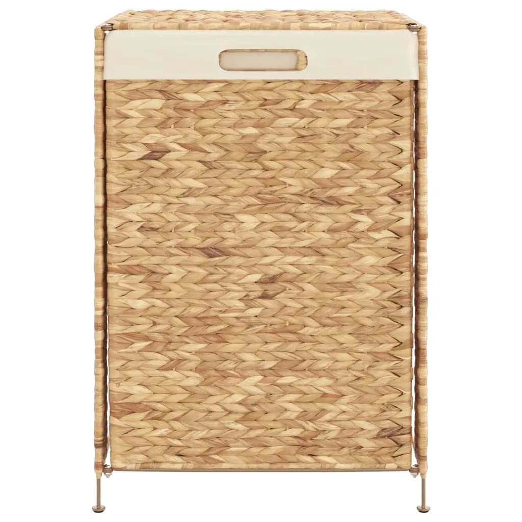 Laundry Basket Storage Hamper 44x34x64 cm Brown Water Hyacinth with Lid Handle