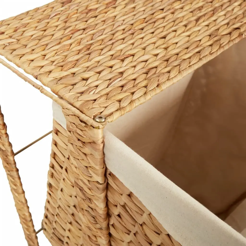 Laundry Basket Storage Hamper 44x34x64 cm Brown Water Hyacinth with Lid Handle