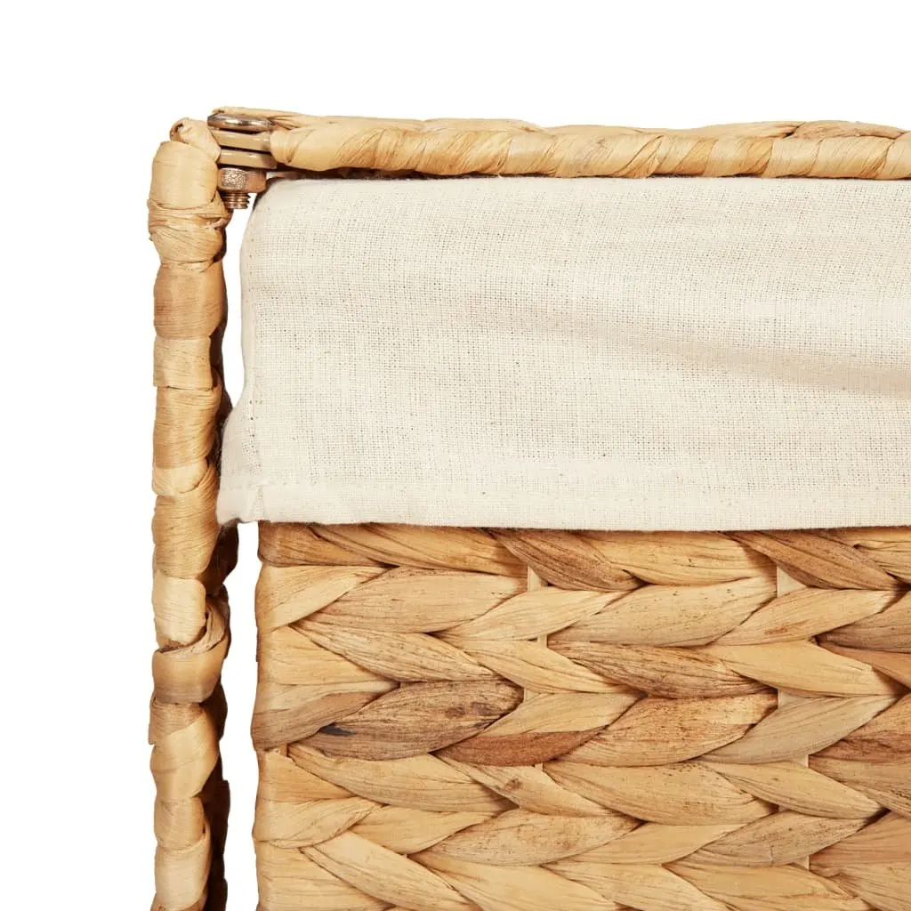 Laundry Basket Storage Hamper 44x34x64 cm Brown Water Hyacinth with Lid Handle