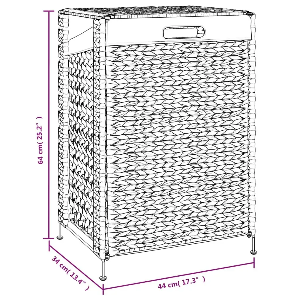 Laundry Basket Storage Hamper 44x34x64 cm Brown Water Hyacinth with Lid Handle