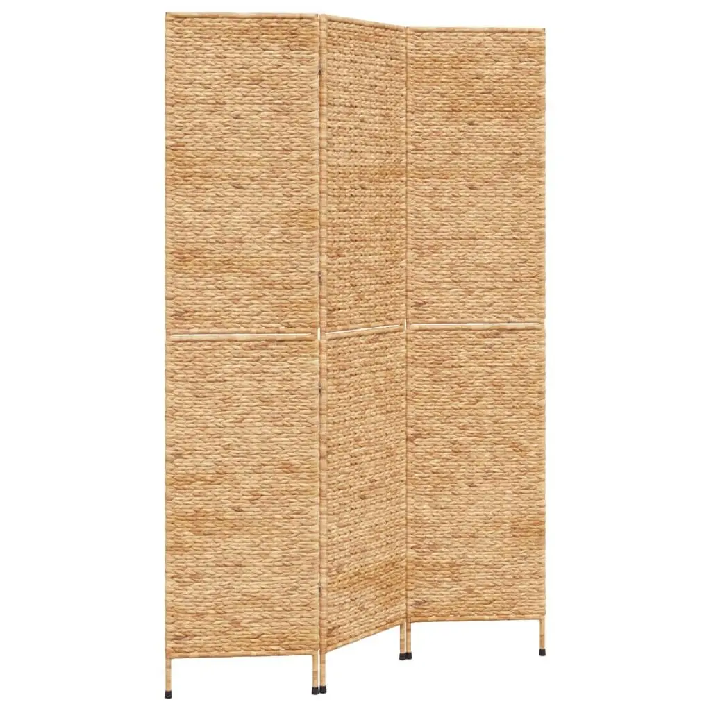 Room Divider Privacy Partition 3 Panel Woven Water Hyacinth Brown