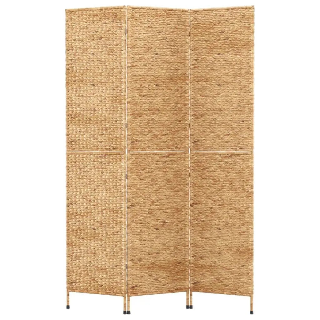 Room Divider Privacy Partition 3 Panel Woven Water Hyacinth Brown