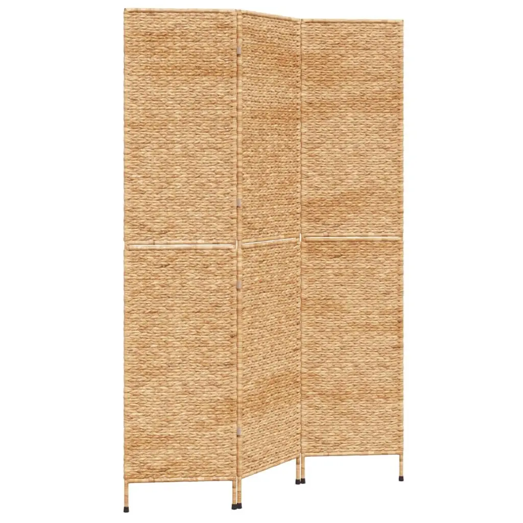 Room Divider Privacy Partition 3 Panel Woven Water Hyacinth Brown