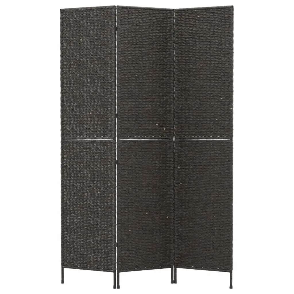 Room Divider Folding Privacy Screen 3-Panel Water Hyacinth Black