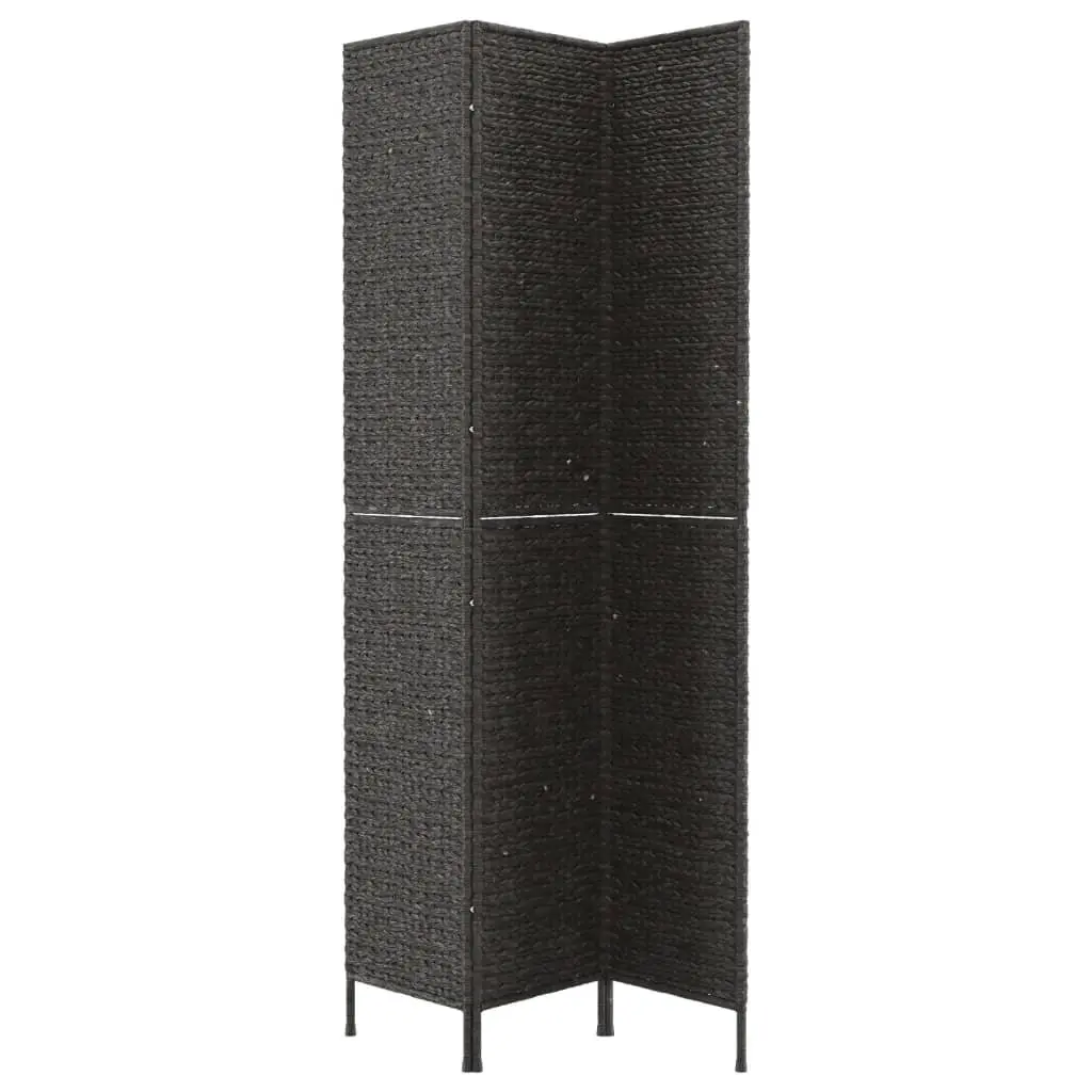 Room Divider Folding Privacy Screen 3-Panel Water Hyacinth Black