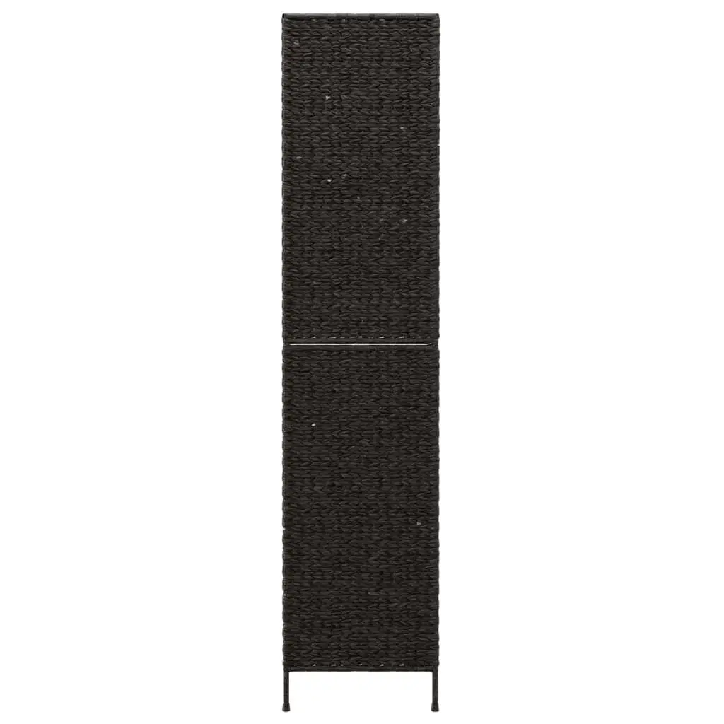 Room Divider Folding Privacy Screen 3-Panel Water Hyacinth Black