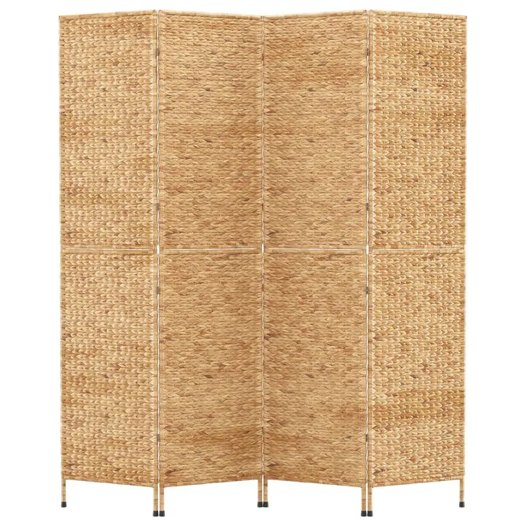 4 Panel Room Divider Screen Privacy Partition 163 x 180 cm Brown Water Hyacinth